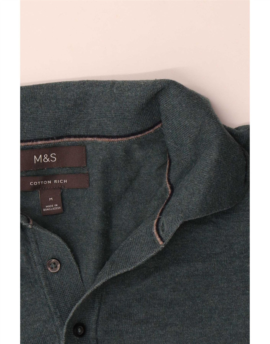 Maglione da uomo Marks & Spencer con collo alto in cotone verde medio