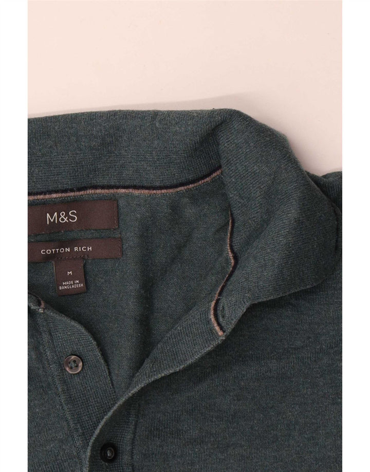 Maglione da uomo Marks & Spencer con collo alto in cotone verde medio