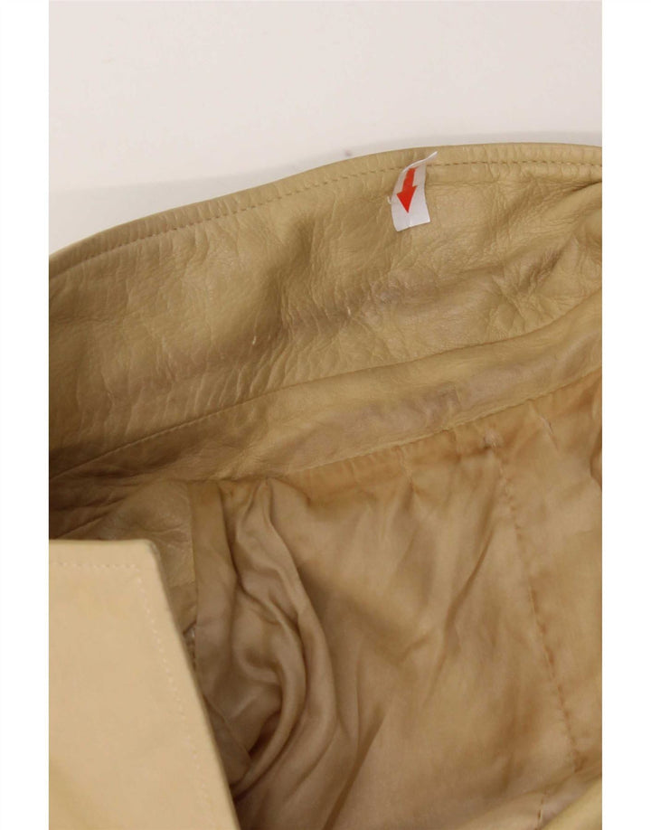 Giacca blazer in pelle vintage da donna a 3 bottoni IT 44 Pelle beige media