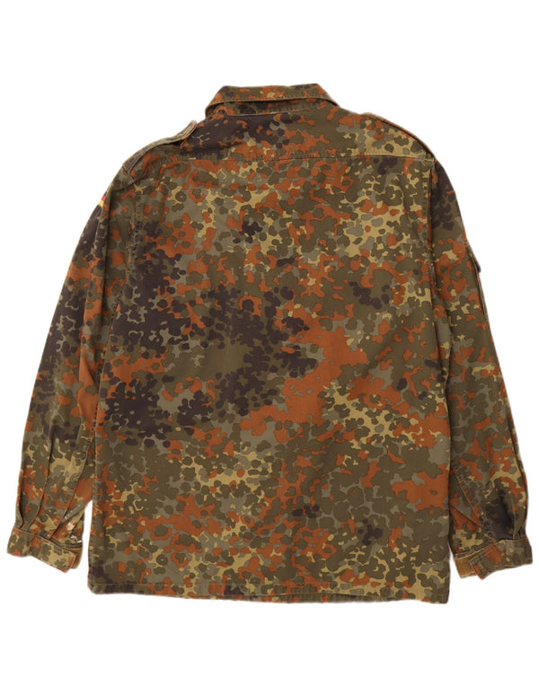 Vintage Mens Overshirt Military Shirt Small Khaki Camouflage Cotton