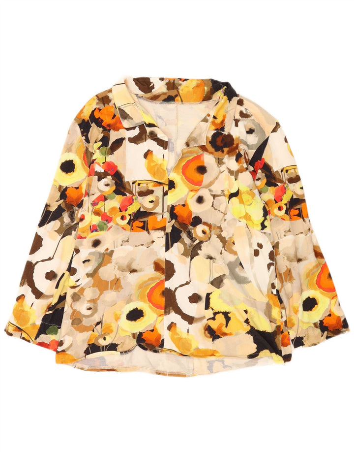 Camicetta camicia vintage da donna con motivo astratto UK 16 grande multicolore