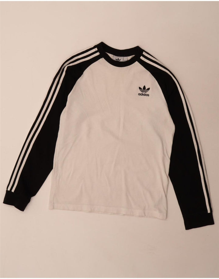 Top Adidas da uomo a maniche lunghe in cotone color block bianco medio
