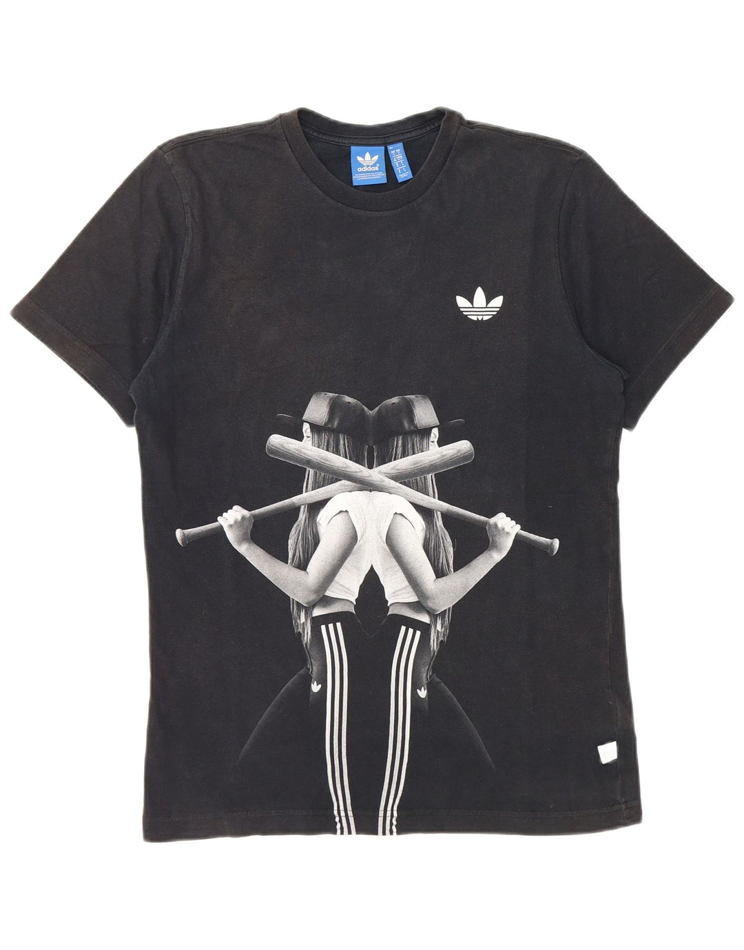 T-shirt grafica da uomo Adidas Top piccola in cotone nero