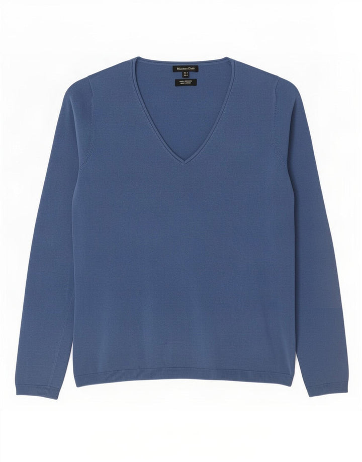 Maglione maglione con scollo a V da donna Massimo Dutti UK 10 piccolo cotone blu