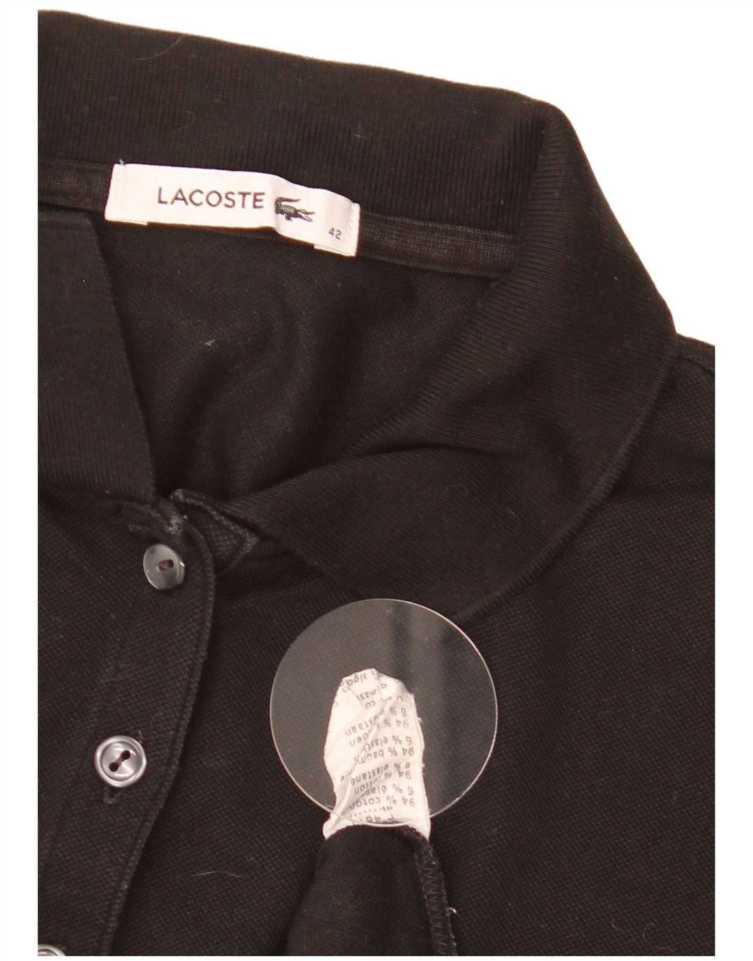 Polo da donna Lacoste taglia 42 grande in cotone nero