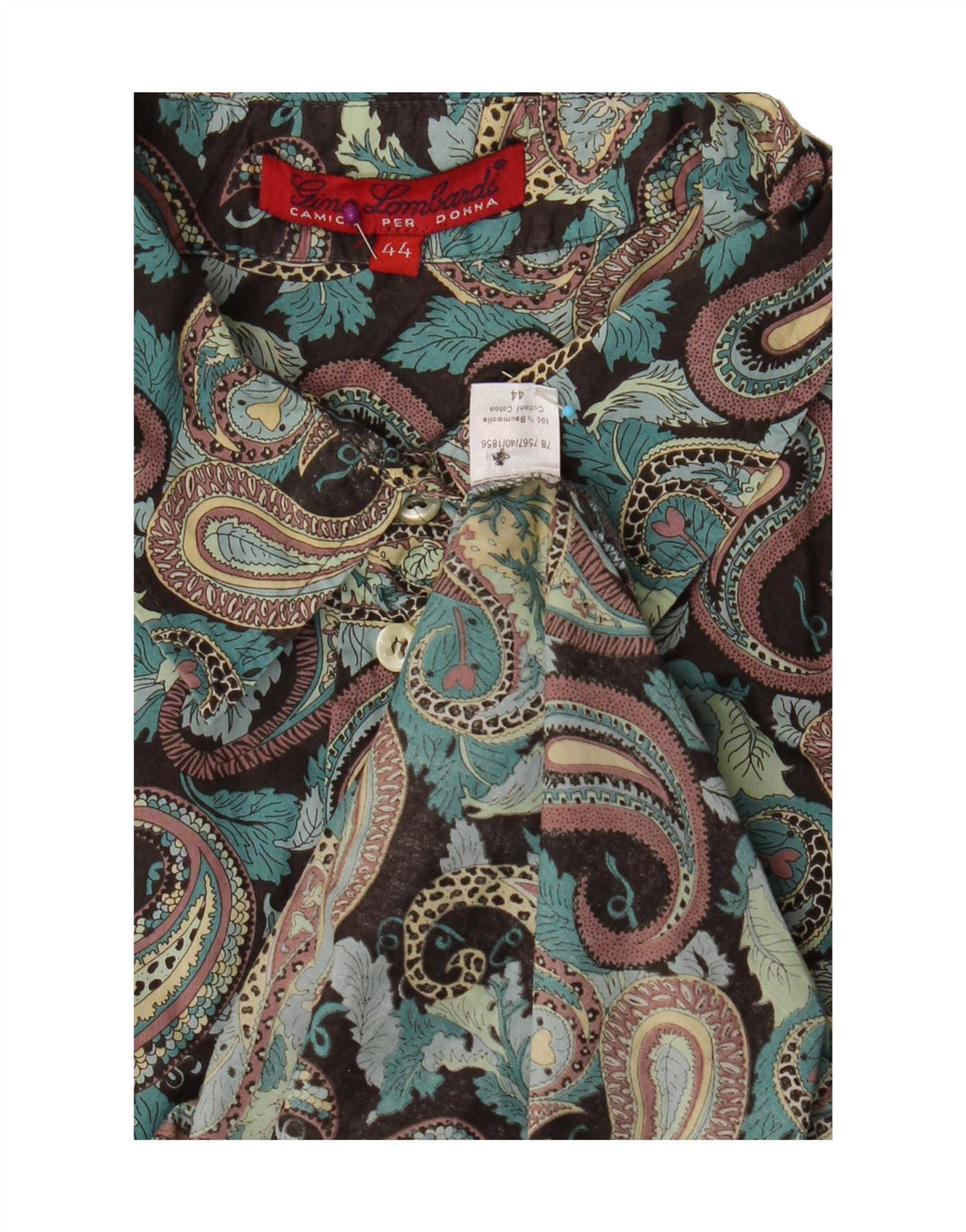 VINTAGE Womens Shirt EU 44 XL Multicoloured Paisley Cotton Vintage Vintage and Second-Hand Vintage from Messina Hembry 