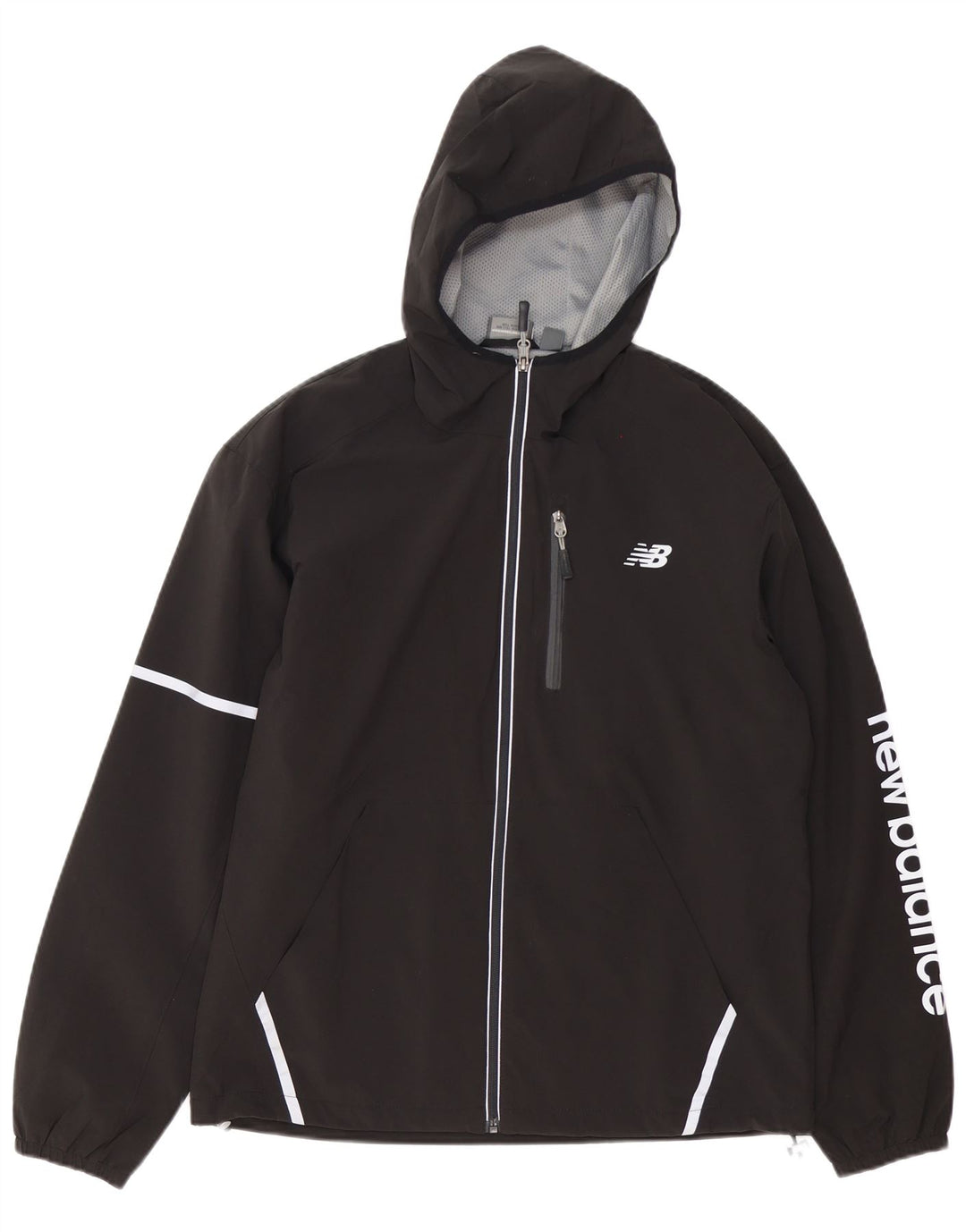 Giacca da ginnastica con cappuccio grafica da uomo New Balance, poliestere nero medio