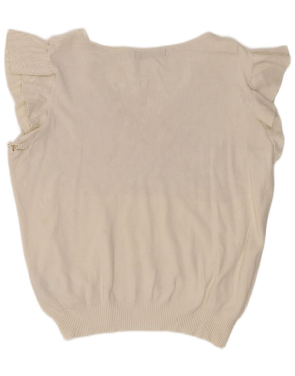 Top in camicetta senza maniche da donna Marks & Spencer UK 14 Viscosa bianco sporco medio