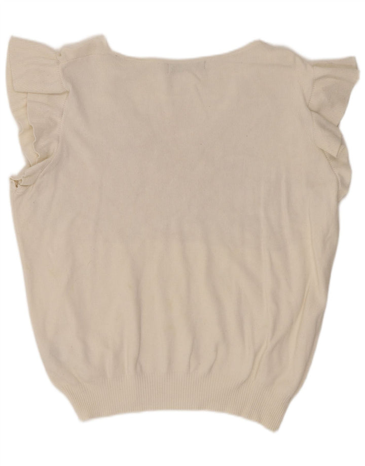 Top in camicetta senza maniche da donna Marks & Spencer UK 14 Viscosa bianco sporco medio