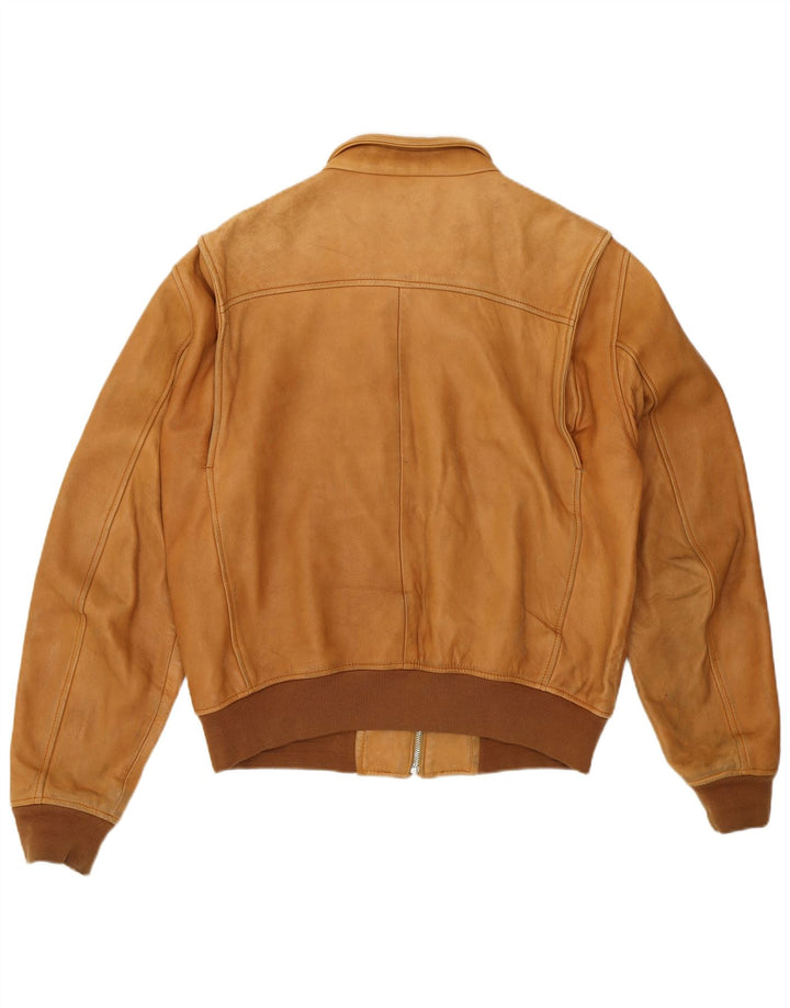 Giubbotto bomber in pelle da donna Blauer UK 18 XL in pelle marrone