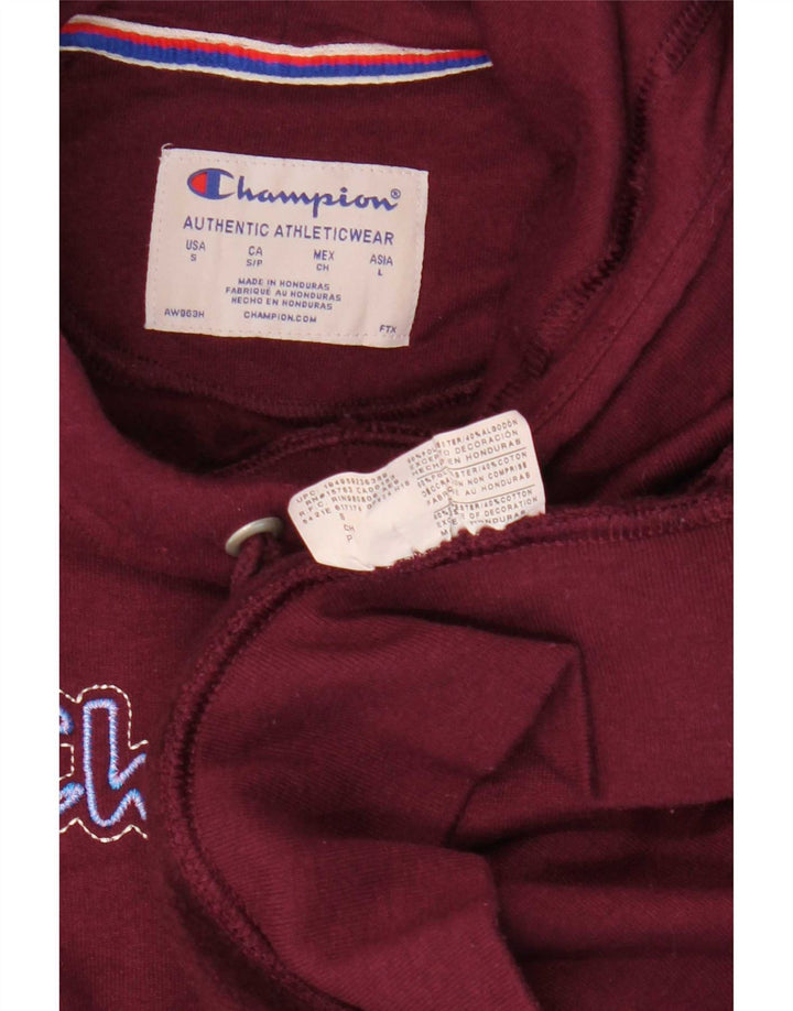 Felpa con cappuccio grafica da uomo Champion, piccola, in poliestere bordeaux
