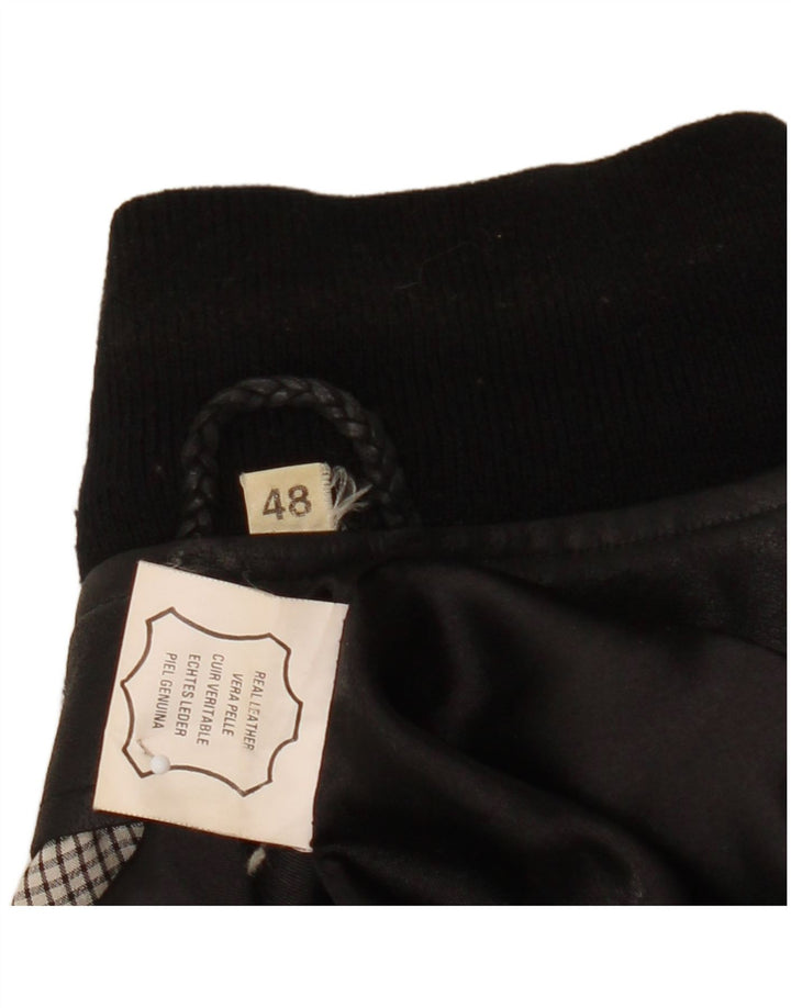 Giacca in pelle vintage da uomo IT 48 media nera