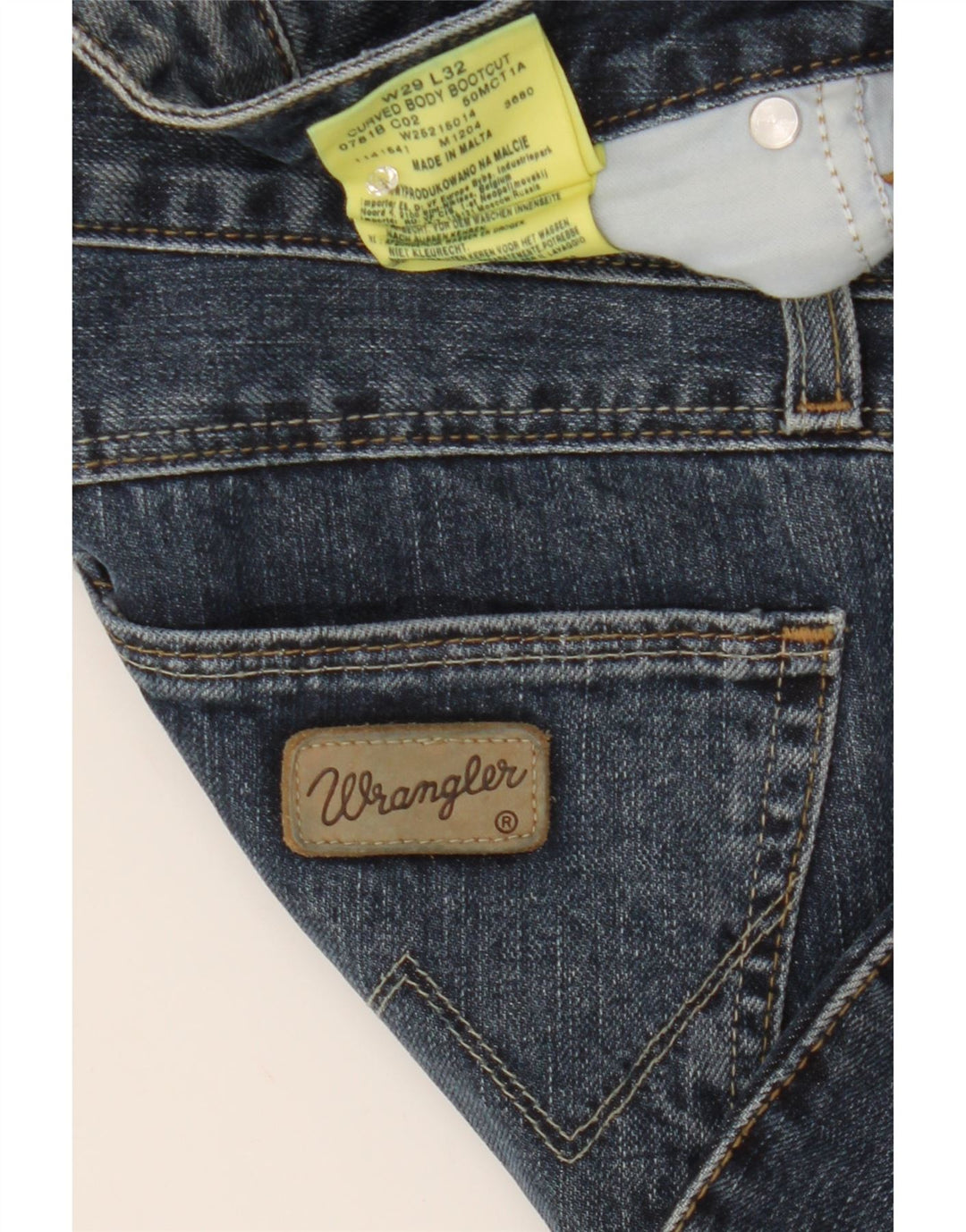 WRANGLER Womens Bootcut Jeans W29 L29 Navy Blue Cotton Vintage Wrangler and Second-Hand Wrangler from Messina Hembry 