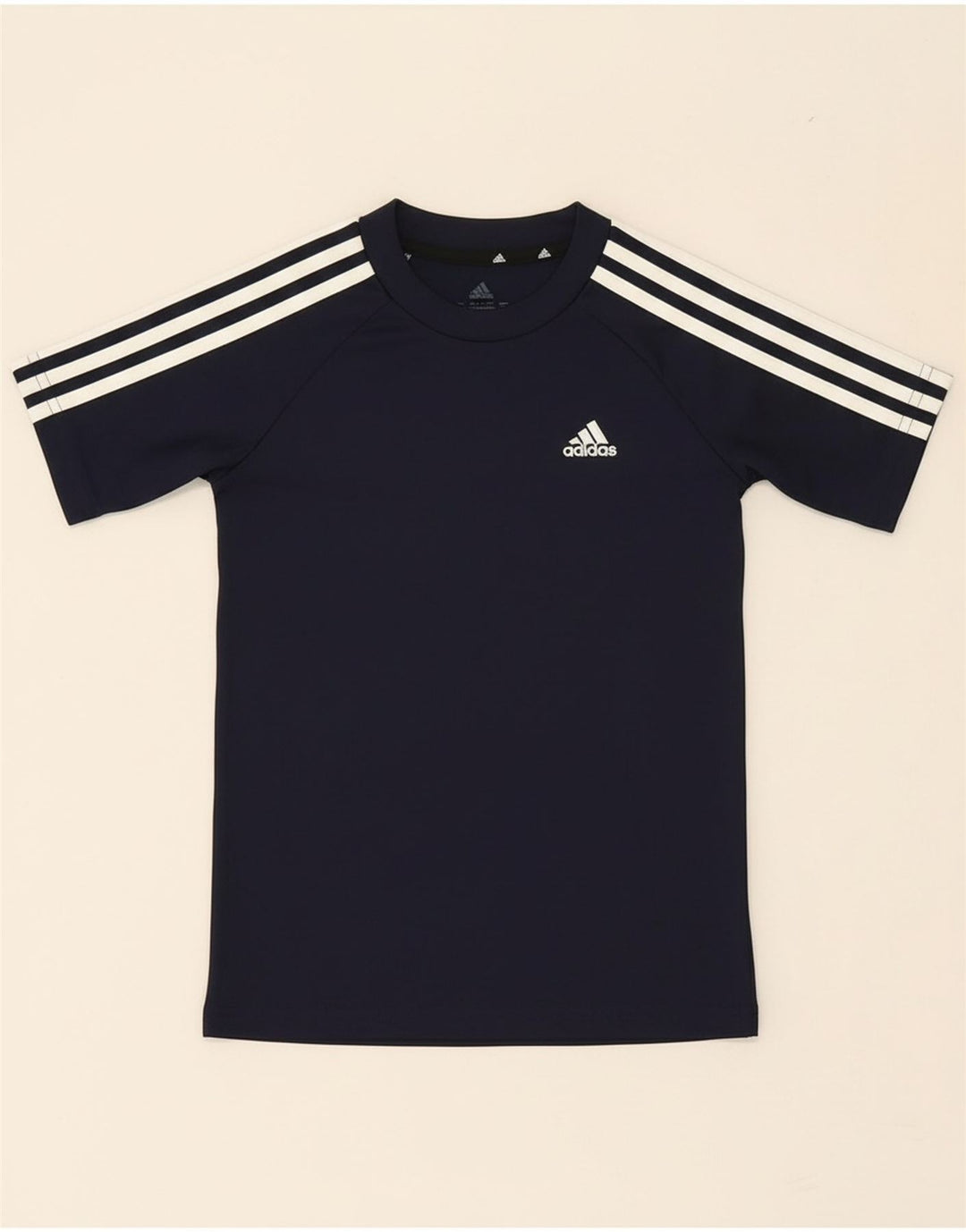 ADIDAS Boys Aeroready T-Shirt Top 7-8 Years Navy Blue Polyester