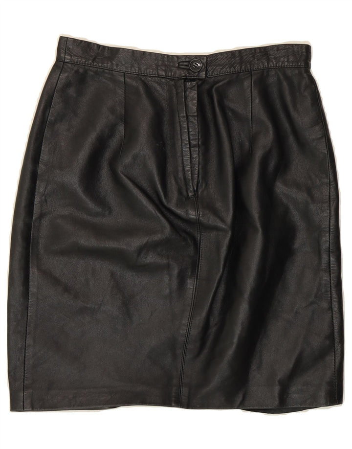 VINTAGE Womens Leather Skirt IT 42 Medium W28 Black Vintage Vintage and Second-Hand Vintage from Messina Hembry 