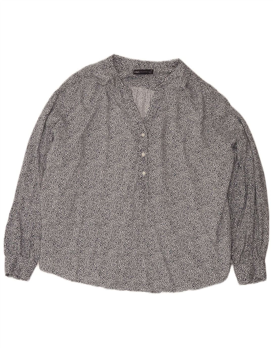 Marks & Spencer Camicia Pullover da Donna Camicetta UK 20 2XL Bianca Stampa Animalier