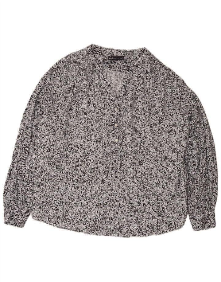 Marks & Spencer Camicia Pullover da Donna Camicetta UK 20 2XL Bianca Stampa Animalier