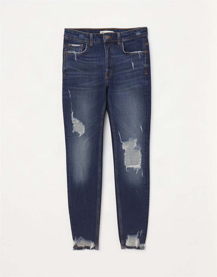 Jeans skinny effetto consumato Zara da uomo EU 40 medio W31 L28 blu