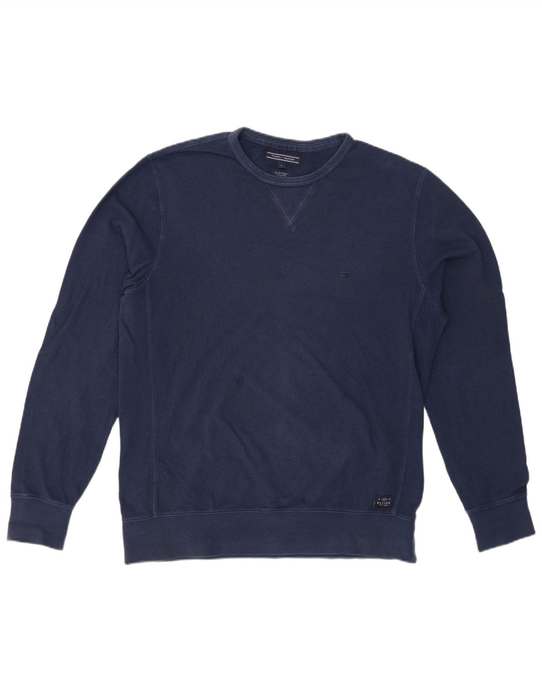 TOMMY HILFIGER Felpa da uomo vintage fit maglione grande cotone blu navy