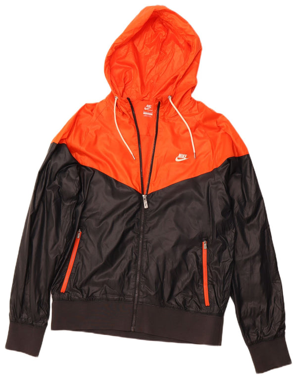 Giacca da tuta da uomo con cappuccio NIKE, poliestere color block medio nero