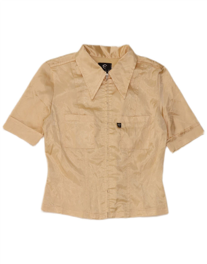 Camicetta a maniche corte corta da donna Easy UK 10 piccola in poliestere beige