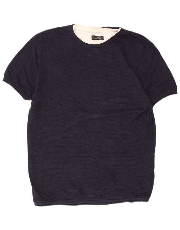 Maglione Zara da uomo a maniche corte con scollo a barca grande blu navy