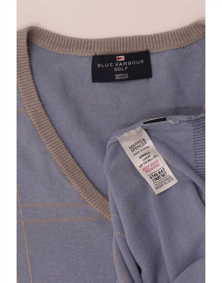 Canottiera da golf da uomo Marks & Spencer piccola in cotone blu
