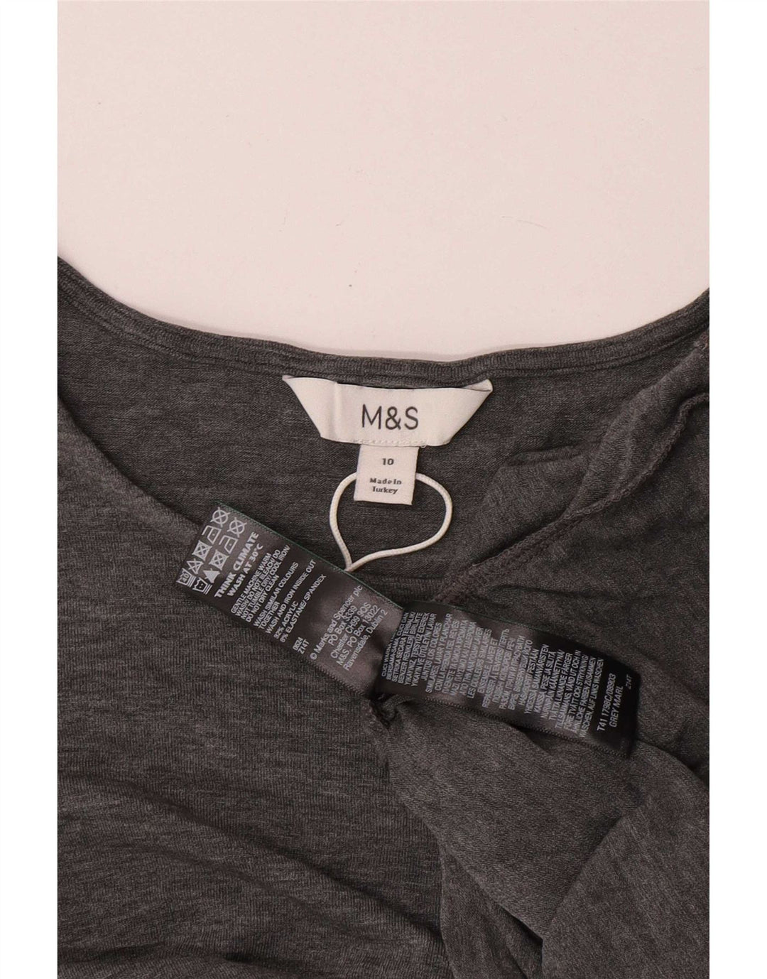 Top manica lunga da donna Marks & Spencer UK 10 piccolo acrilico grigio