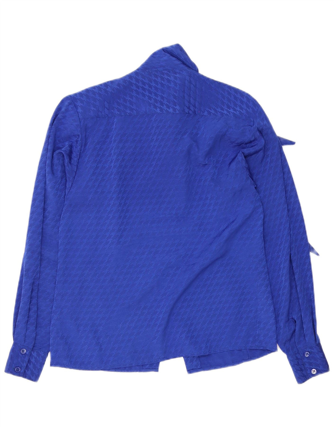 Camicetta da donna con cravatta frontale da donna Evan Picone US 4 piccolo pied de poule blu