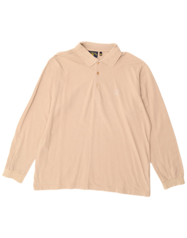 Polo da uomo a maniche lunghe NAVIGARE XL in cotone beige