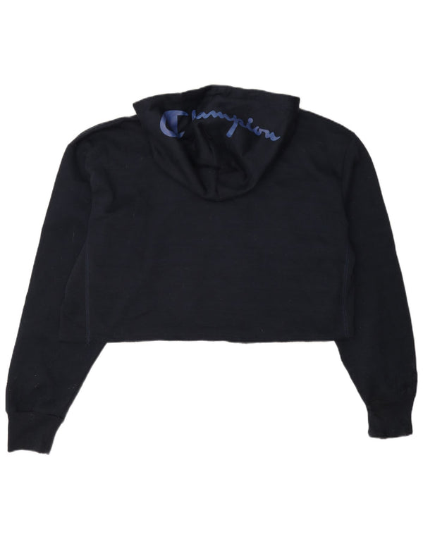 Maglione con cappuccio grafico da donna Crop Champion UK 16 Large in cotone blu navy
