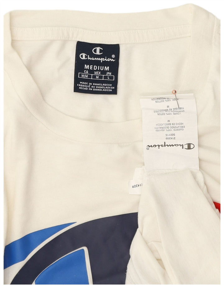 T-shirt grafica da uomo Champion Top in cotone bianco medio