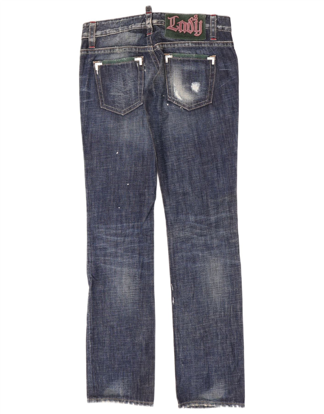 Jeans Dsquared2 da donna super bassi dritti IT 44 medio W32 L35 blu maculato