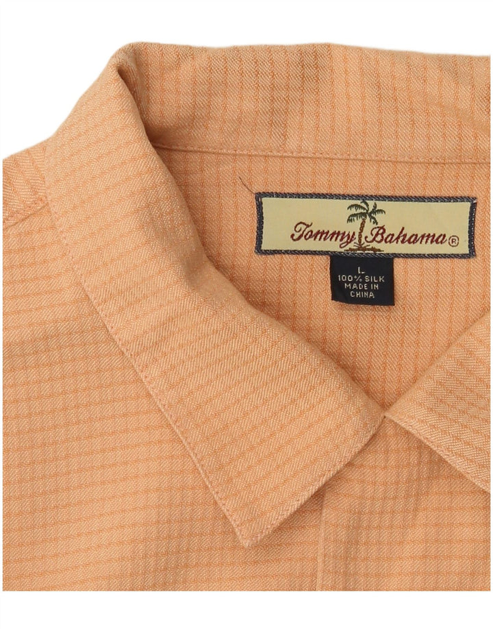 Camicia a maniche corte da uomo Tommy Bahama grande seta a quadri arancioni