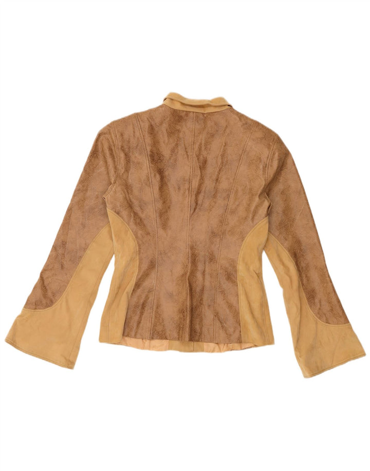 Giacca in pelle da donna leopardata IT 46 grande marrone floreale