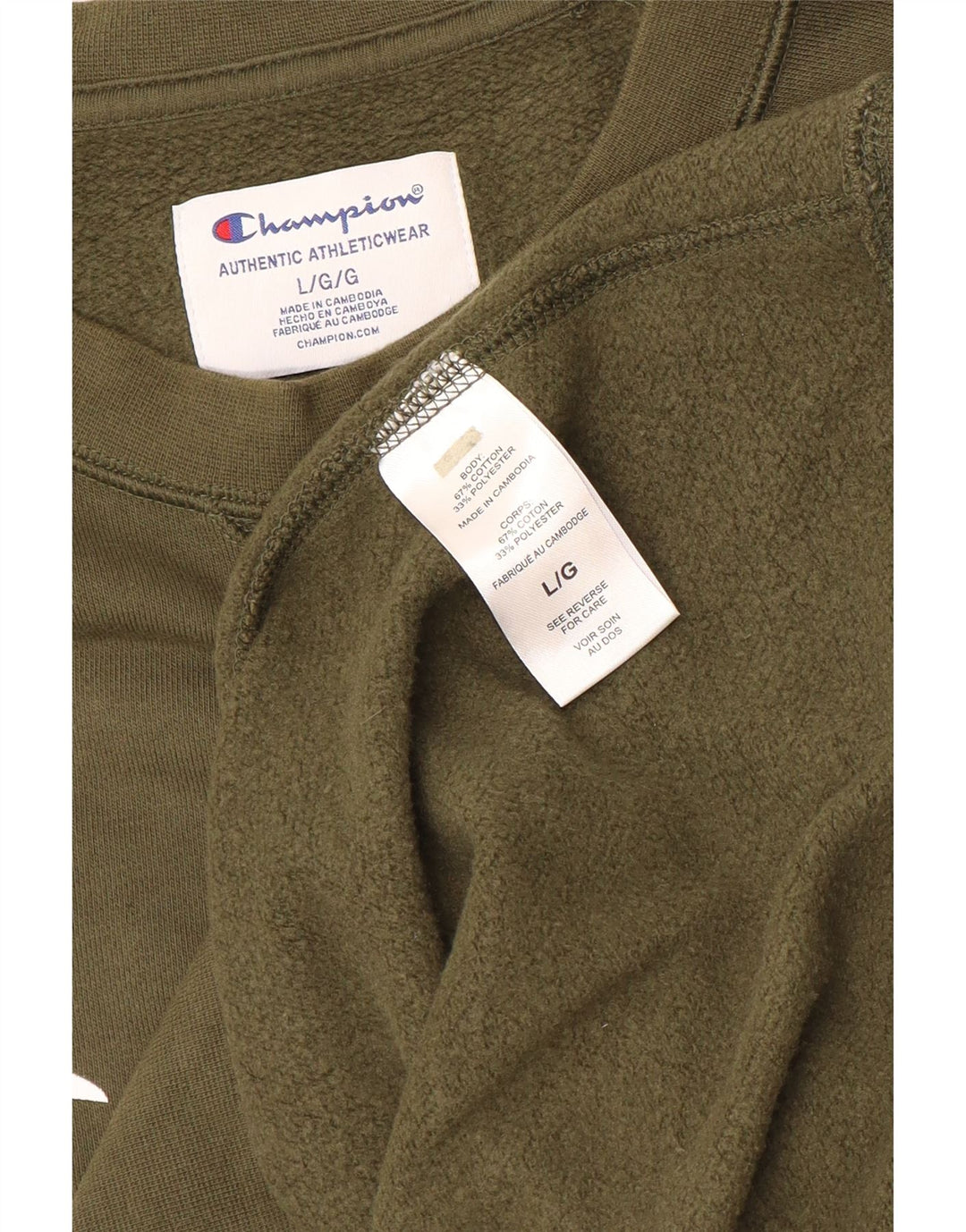 Felpa grafica da uomo Champion, maglione grande, cotone kaki