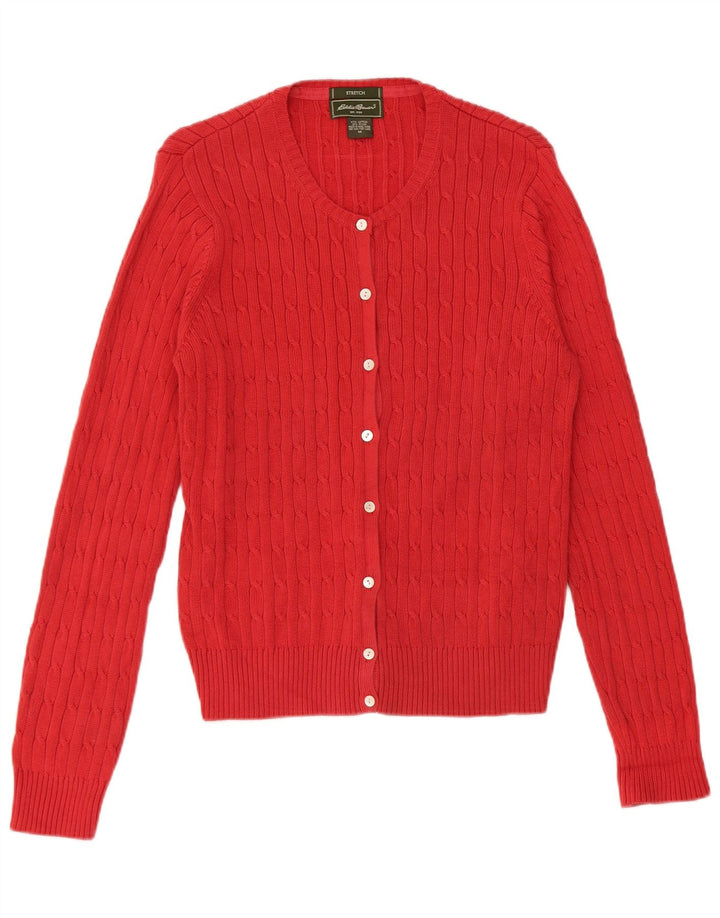 Maglione cardigan elasticizzato da donna Eddie Bauer UK 14 Cotone rosso medio
