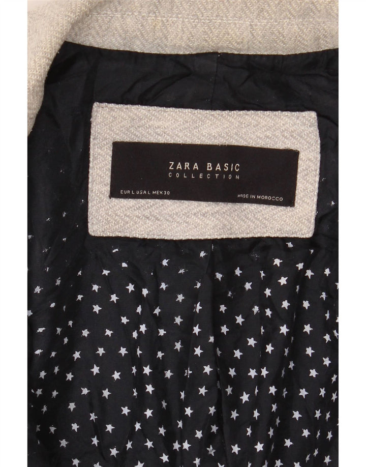 Giacca blazer a 1 bottone da donna Zara UK 16 grande spina di pesce grigia