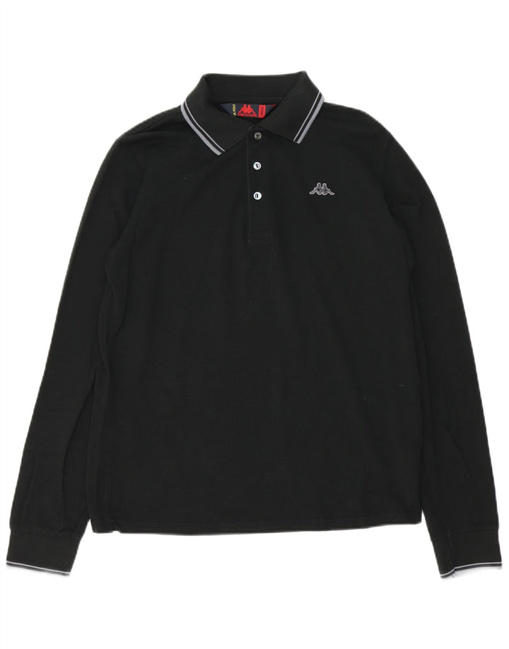 Polo Kappa da uomo a maniche lunghe, colore nero medio