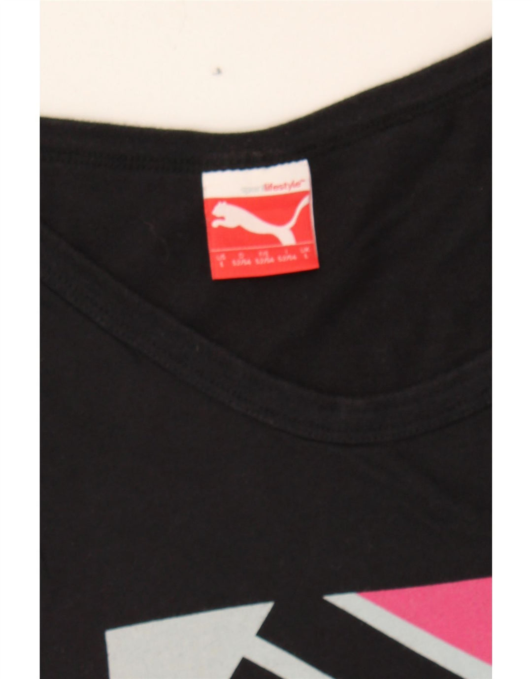 PUMA Womens Graphic Vest Top UK 16 Large Black Cotton Vintage Puma and Second-Hand Puma from Messina Hembry 