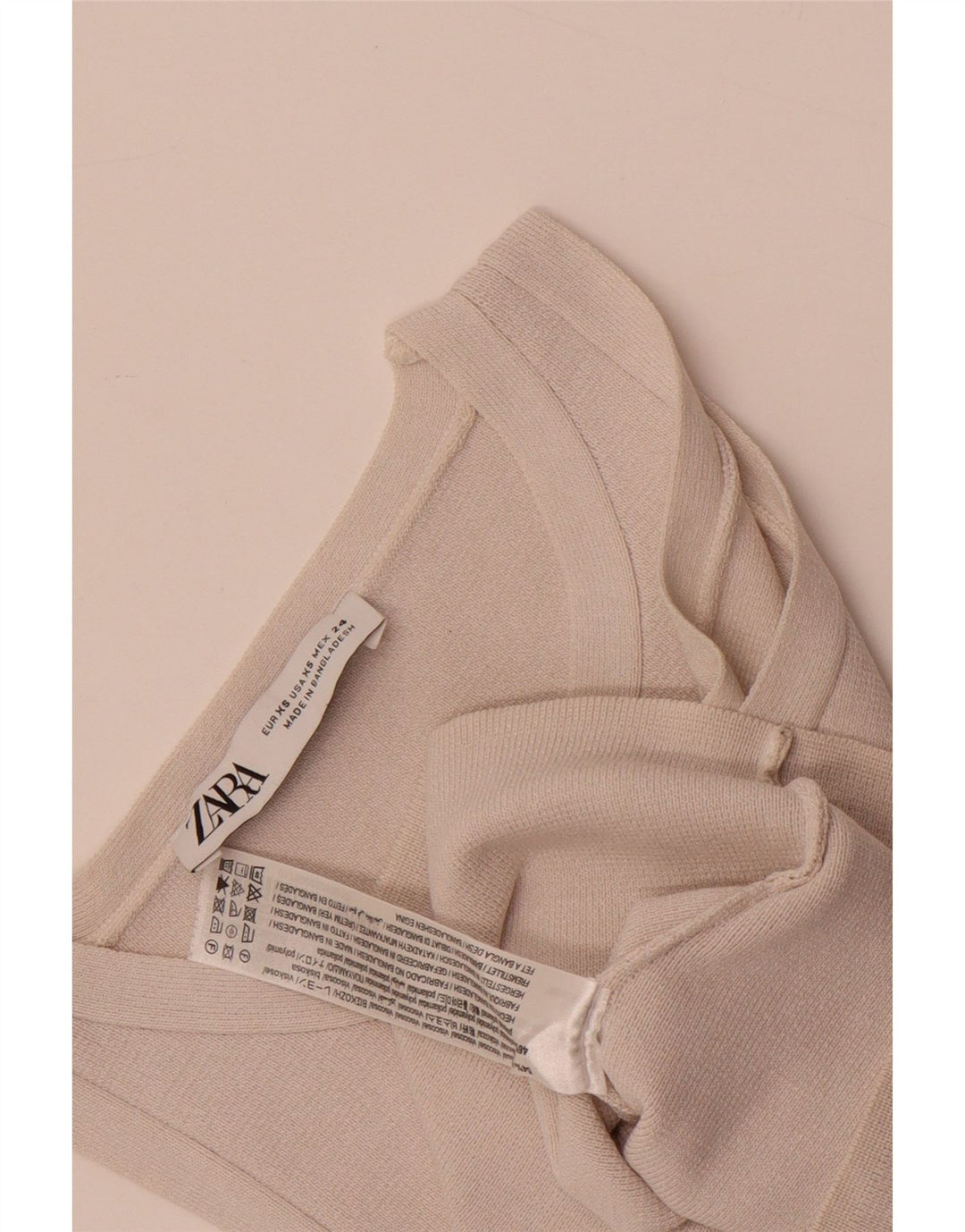Canotta corta da donna Zara UK 4 XS viscosa bianca