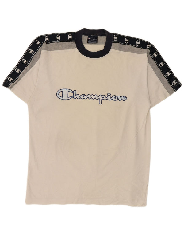 T-shirt grafica da uomo Champion Top grande in cotone color block bianco