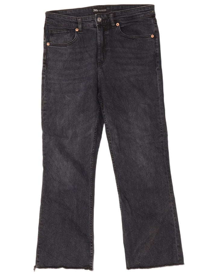 Jeans bootcut corti a vita alta da donna Zara EU 40 medio W30 L25 neri