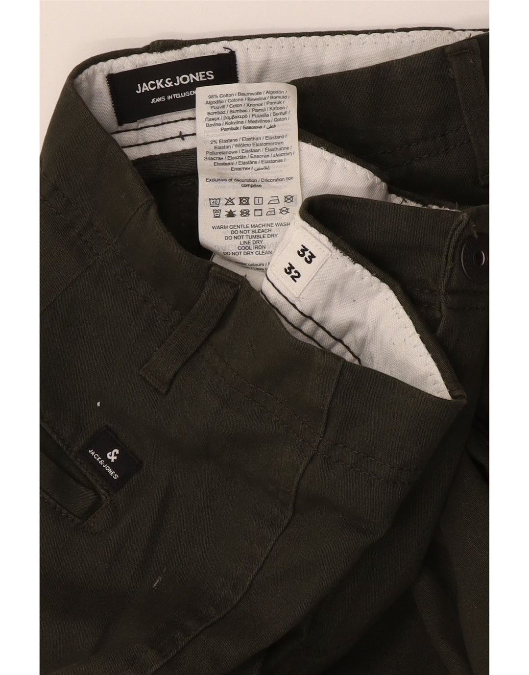 Pantaloni cargo slim da uomo Jack & Jones W33 L32 cotone verde