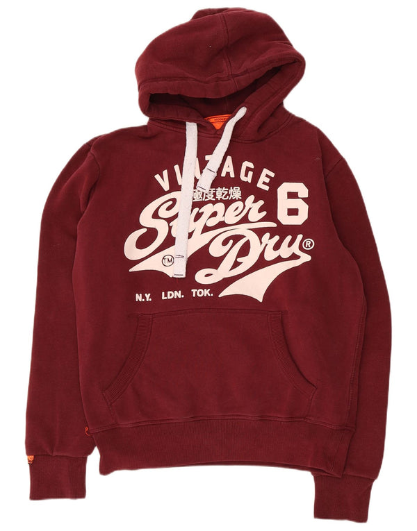 Felpa con cappuccio grafica da uomo Superdry Small in cotone marrone