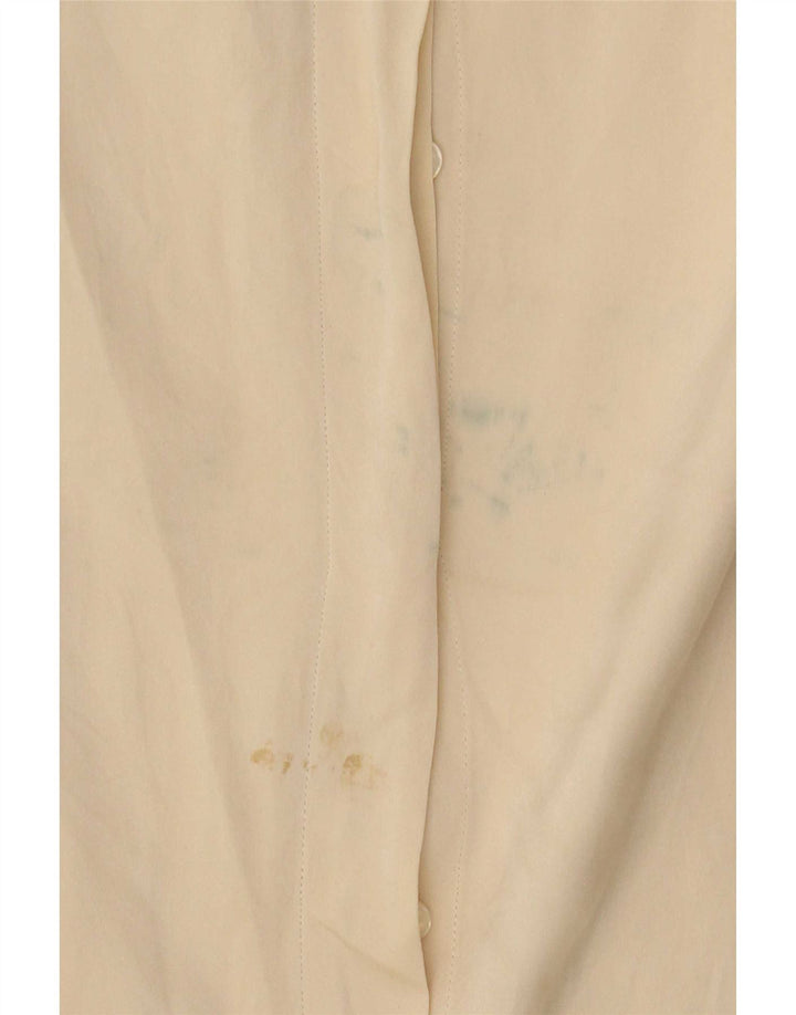 Camicia oversize da donna vintage UK 8 piccola seta beige