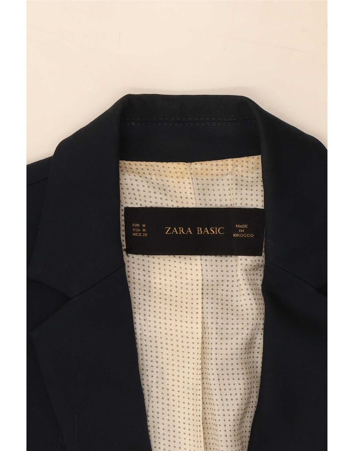 Giacca blazer a 1 bottone da donna Zara UK 12 cotone blu navy medio