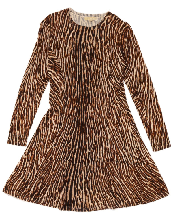 Abito maglione da donna Michael Kors UK 12 Cotone con stampa animalier marrone medio