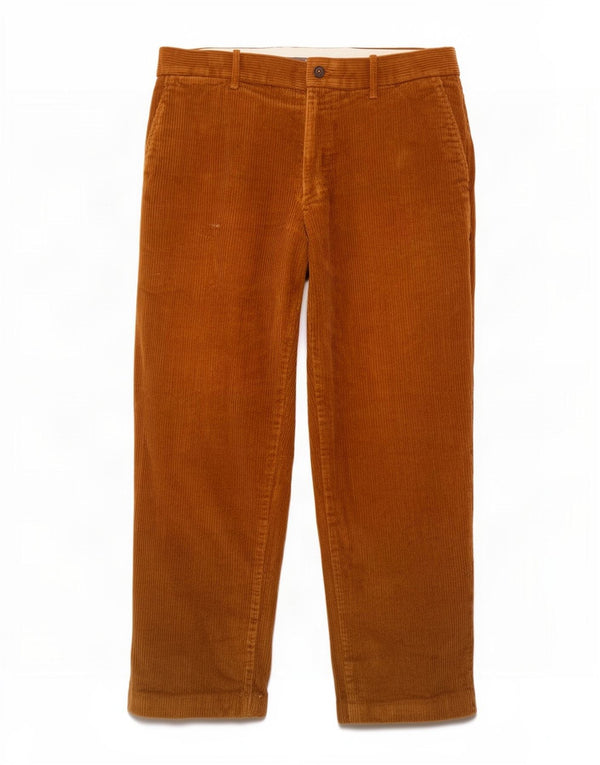 Pantaloni dritti in velluto a coste da uomo Marks & Spencer W36 L29 cotone marrone