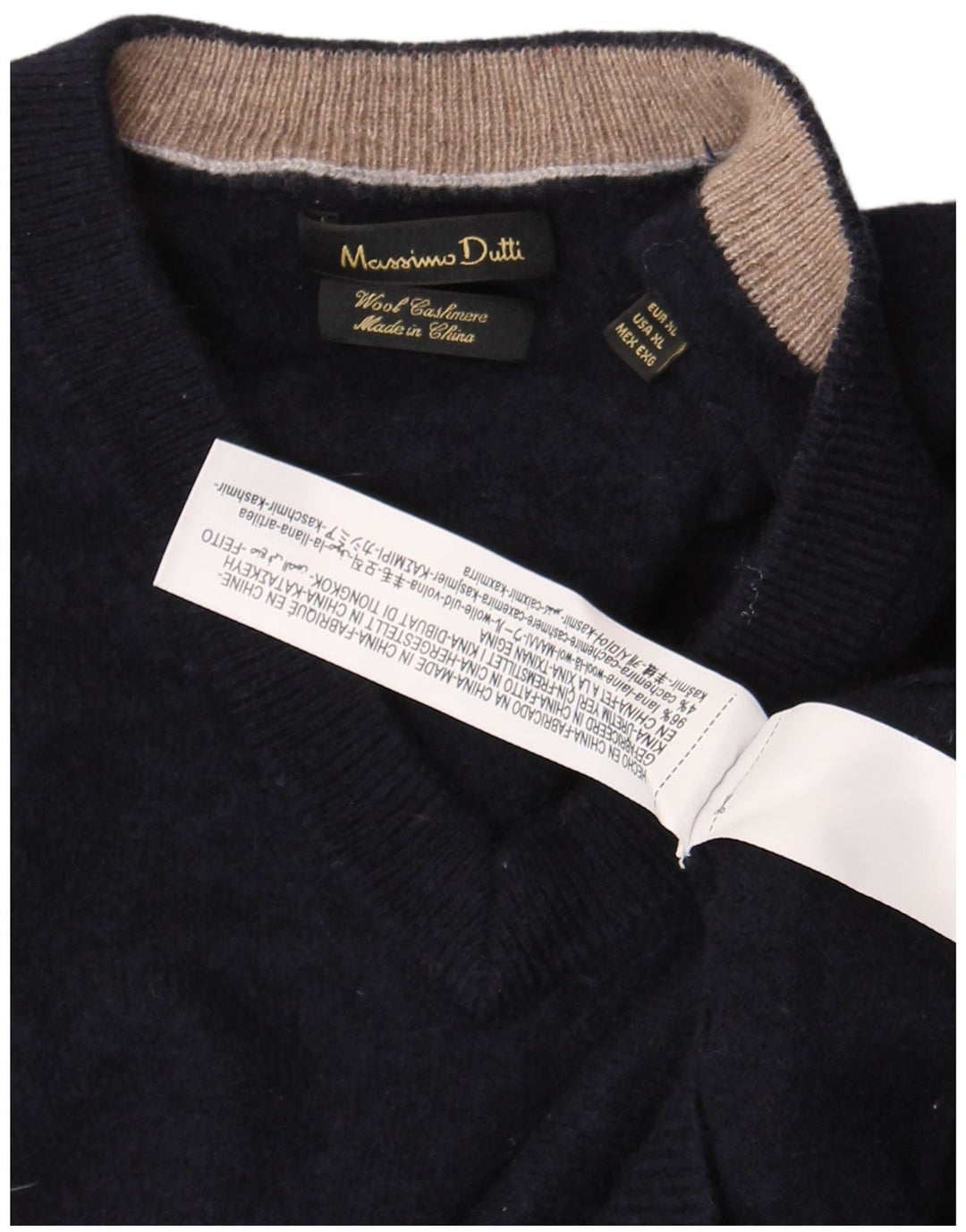 Massimo Dutti Maglione da donna con scollo a V UK 18 XL Lana blu navy